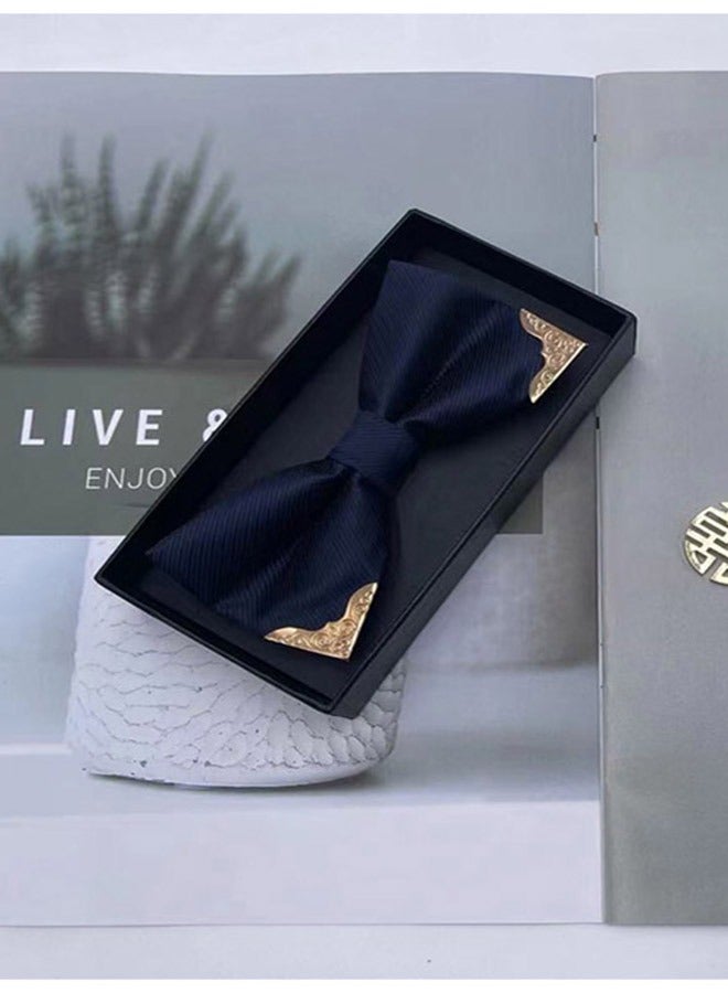 Adjustable Wedding Bow Tie Dark Blue - Image 2