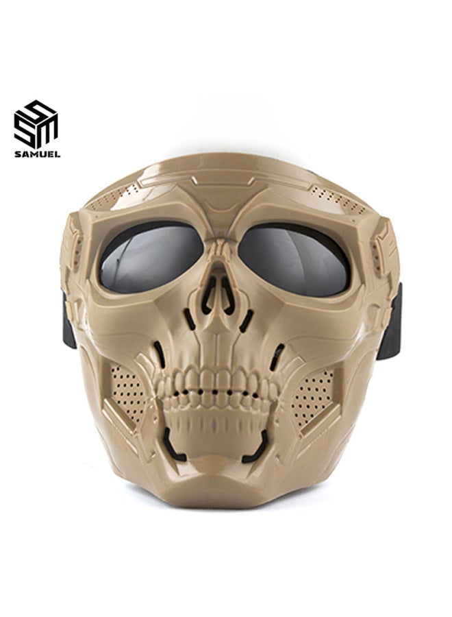 Khaki Face Mask, Helmet, Motorcycle Goggles, Outdoor Sports Riding Glasses, Harley Goggles, Anti-fog, Day And Night Uv Protection