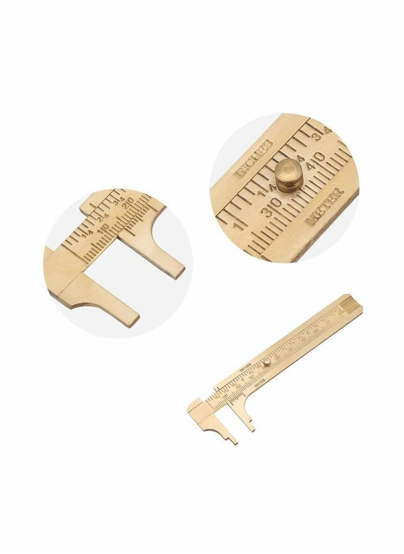Y&D Retro Vernier Caliper, 1pc Mini Brass Sliding Gauge Pocket Caliper Ruler Measuring Tool Double Scales mm/inch (100mm)  - Image 5