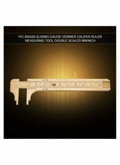 Y&D Retro Vernier Caliper, 1pc Mini Brass Sliding Gauge Pocket Caliper Ruler Measuring Tool Double Scales mm/inch (100mm)  - Image 3