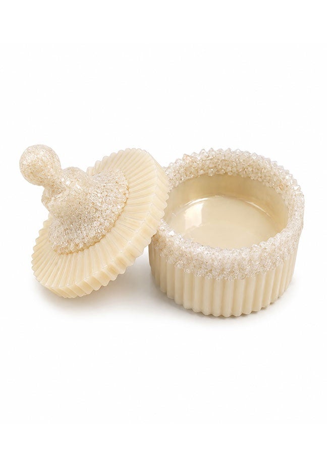 Resin Candy Bowl with Lid – Decorative Candy, Chocolate & Nuts Storage Box – Beige - Image 2