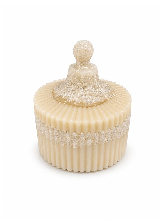 Resin Candy Bowl with Lid – Decorative Candy, Chocolate & Nuts Storage Box – Beige - Image 1
