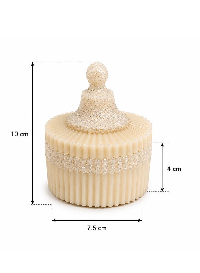 Resin Candy Bowl with Lid – Decorative Candy, Chocolate & Nuts Storage Box – Beige - Image 4