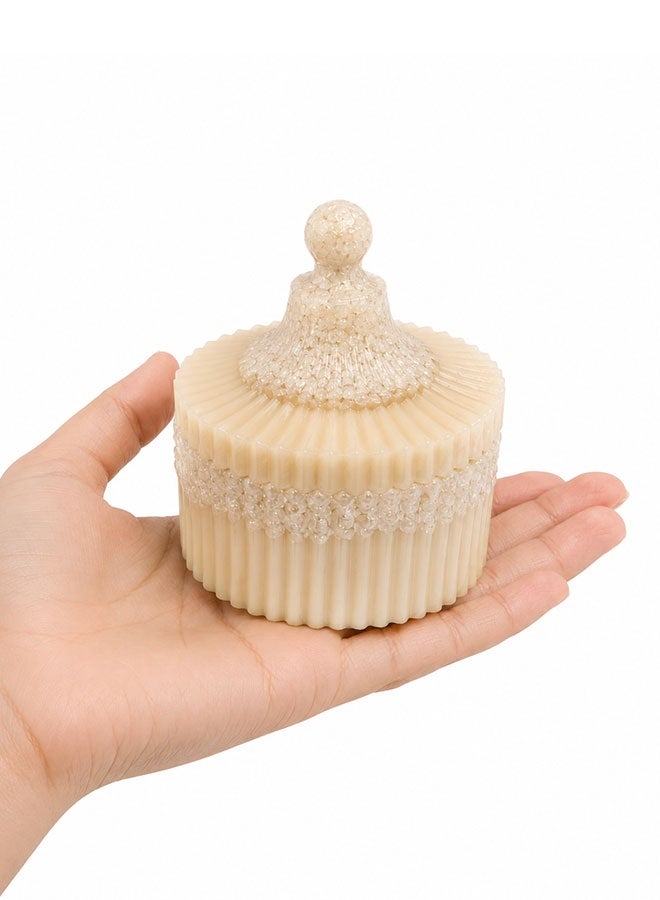 Resin Candy Bowl with Lid – Decorative Candy, Chocolate & Nuts Storage Box – Beige - Image 3