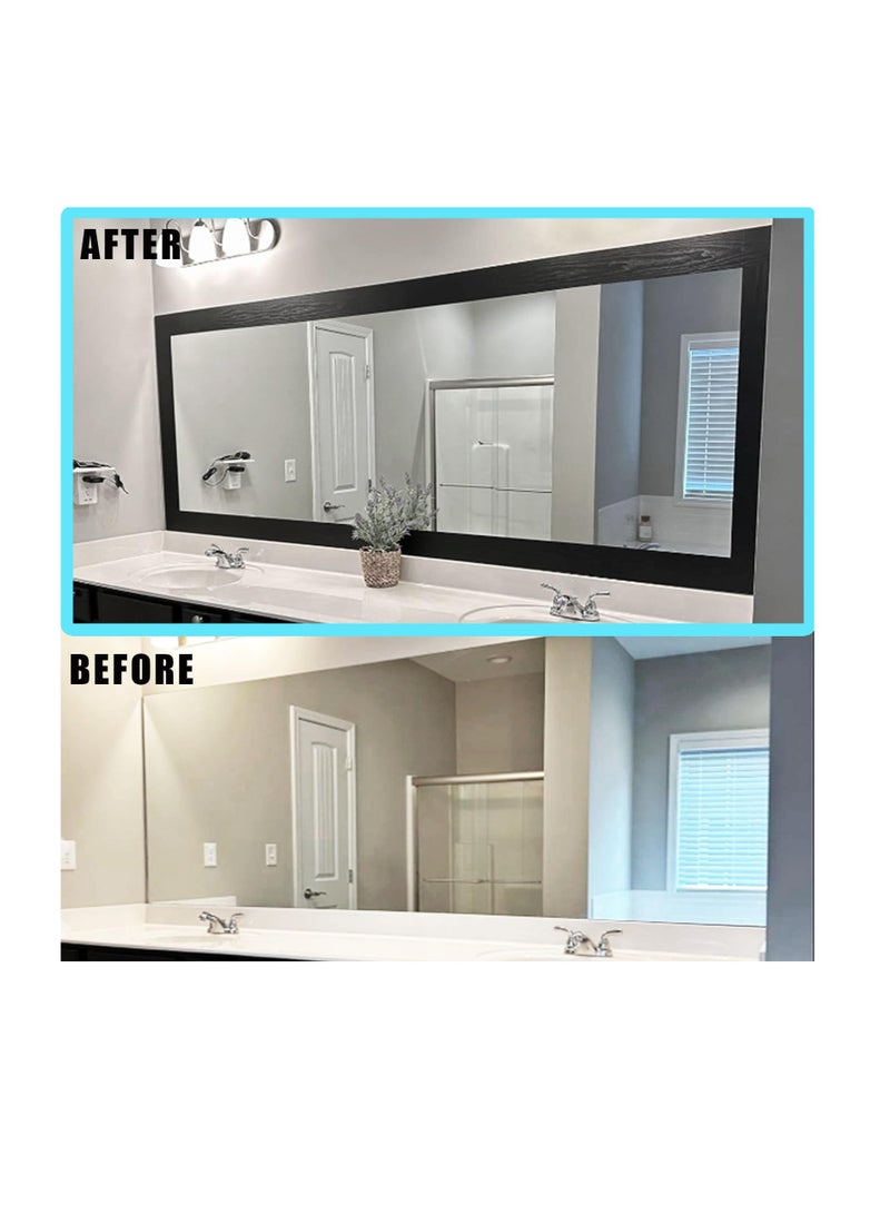 KASTWAVE Mirror Frame Border, Peel and Stick Black Border, Peel and Stick Mirror Frame, Black Wood Grain Wallpaper Border, Removable Waterproof Bathroom Mirror Frame Sticker, Mirror Frame, Black  - Image 2