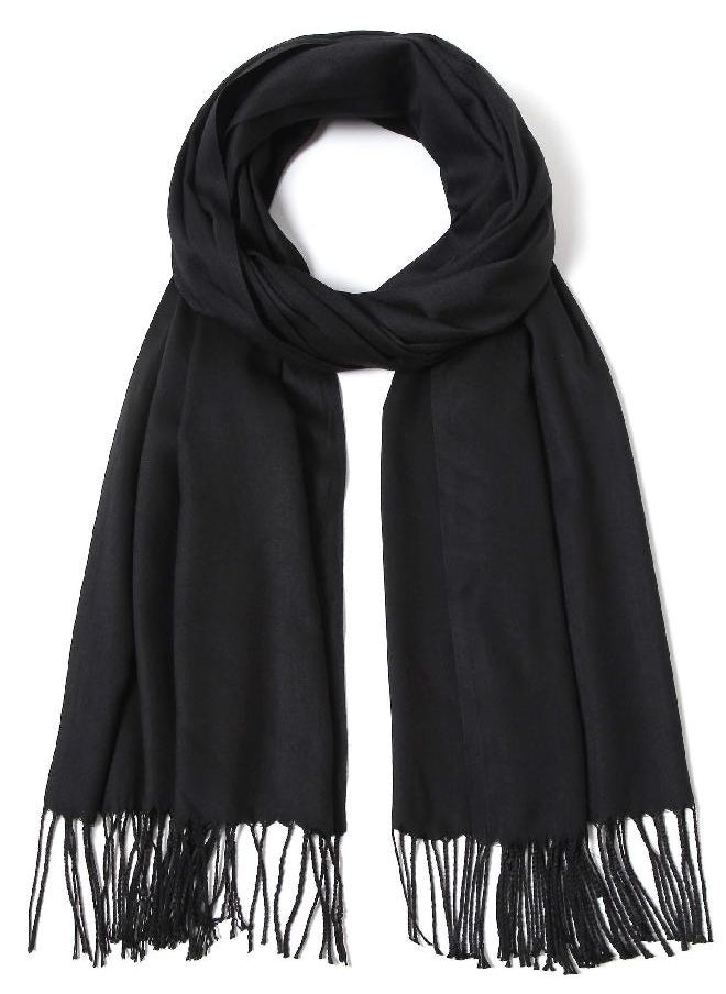Cindy & Wendy Cindy & Wendy Pashmina Shawls and Wraps Large Scarfs for Women Wedding Party Bridal Long Fashion Solid Shawl Wrap with Fringes (black)  - Image 3