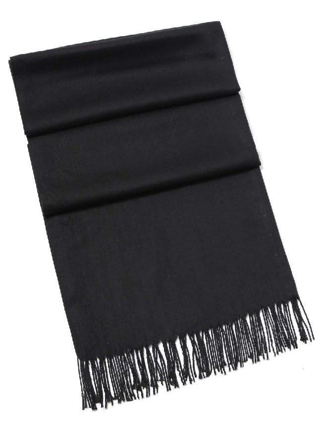 Cindy & Wendy Cindy & Wendy Pashmina Shawls and Wraps Large Scarfs for Women Wedding Party Bridal Long Fashion Solid Shawl Wrap with Fringes (black)  - Image 2