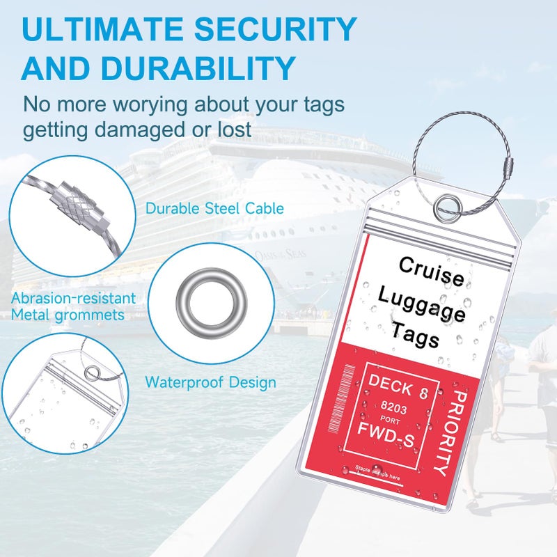 ANNISITE 12 Pcs Cruise Ship Essentials Kit Include Cruise Luggage Tag Holder, Retractable Lanyards for Cruise Ship Cards, Cruise Essentials 2026 with All Cruise Lines - Image 3