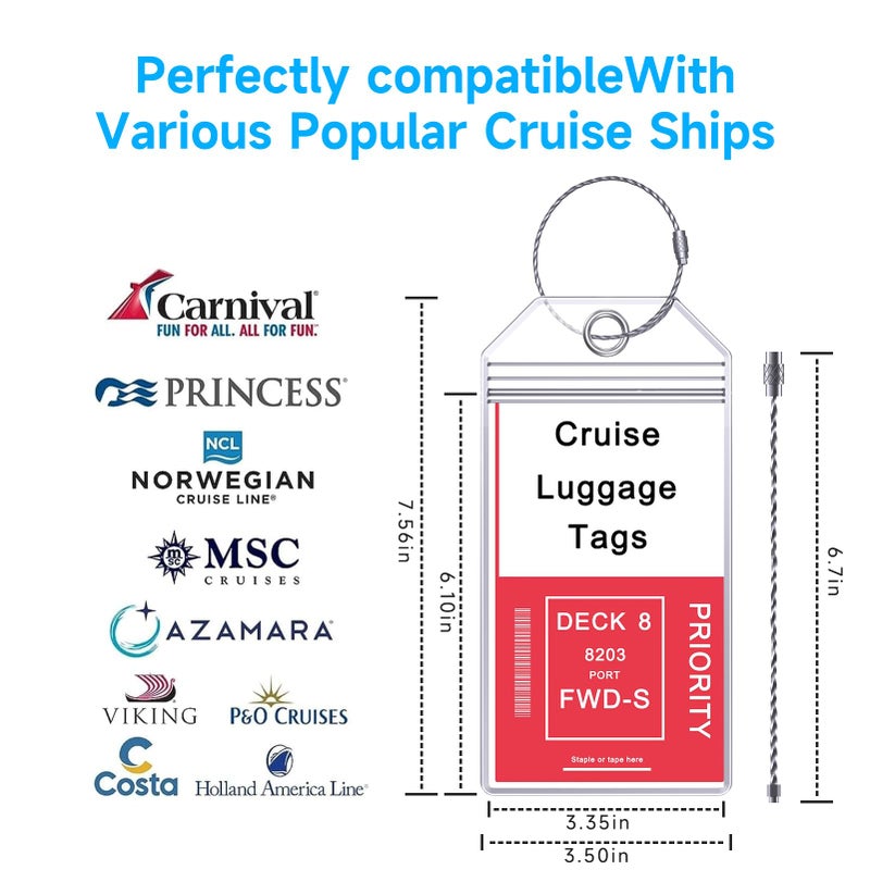 ANNISITE 12 Pcs Cruise Ship Essentials Kit Include Cruise Luggage Tag Holder, Retractable Lanyards for Cruise Ship Cards, Cruise Essentials 2026 with All Cruise Lines - Image 2