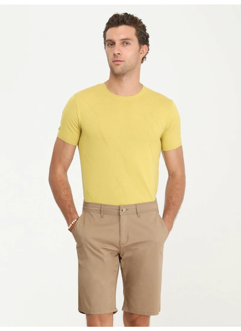Kip Mustard Crew Neck Jacquard Knitwear