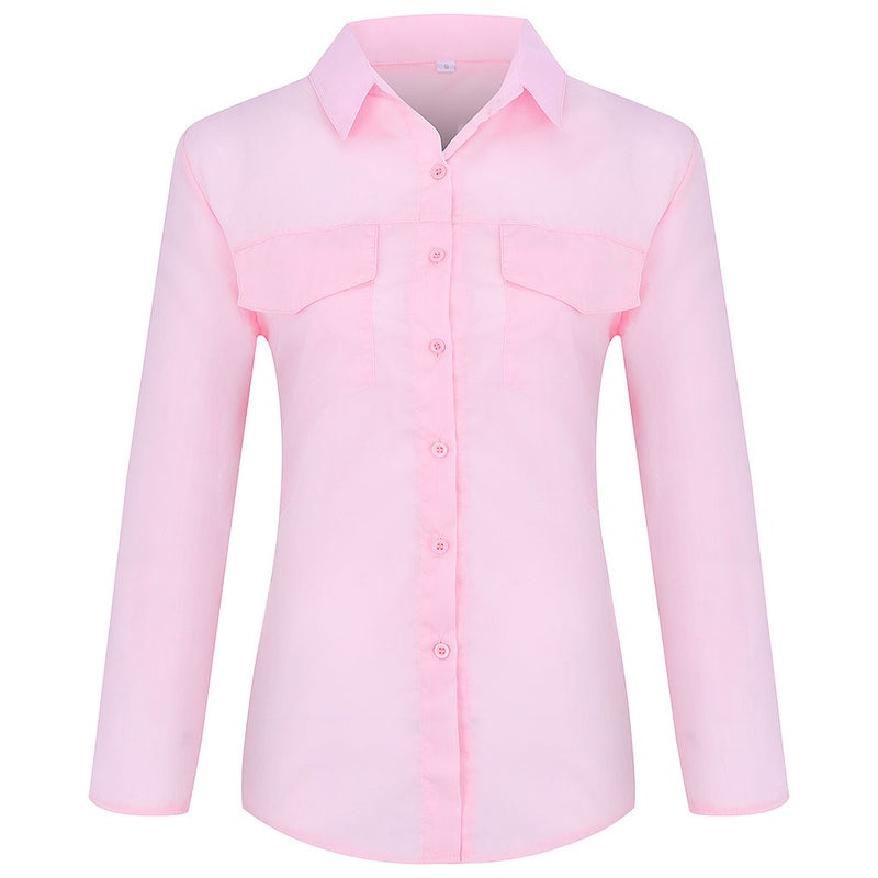 2024 Autumn Winter New Womens Collar Long Sleeve Shirt Lotus root starch 