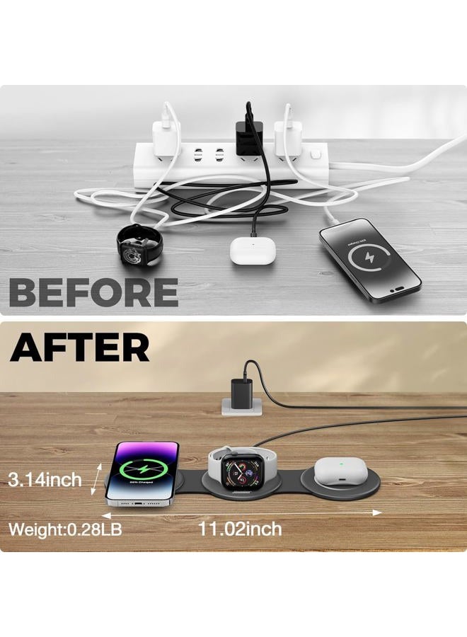Hicober 3 in 1 Charging Station for Apple Multiple Devices, Foldable Travel Wireless Charger 18W for iPhone 15 14 13 Pro Max Plus &Apple Watch Series/Airpods - Image 4