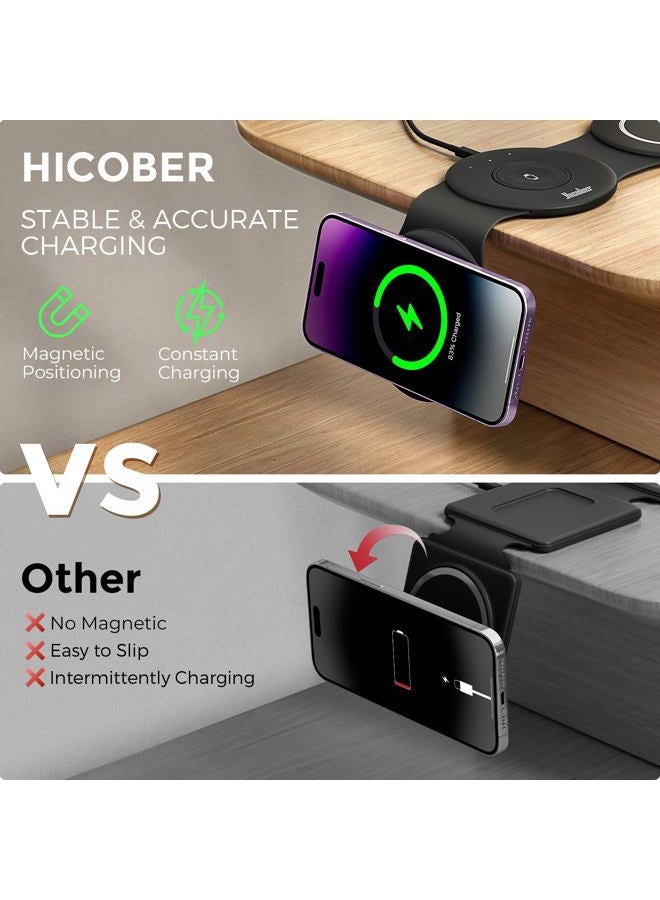 Hicober 3 in 1 Charging Station for Apple Multiple Devices, Foldable Travel Wireless Charger 18W for iPhone 15 14 13 Pro Max Plus &Apple Watch Series/Airpods - Image 3