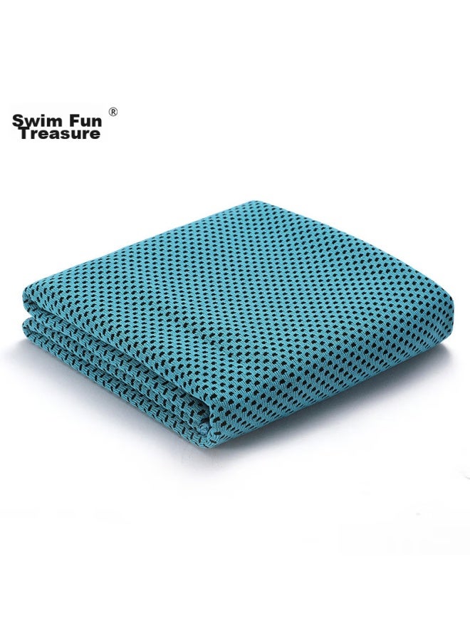 Swimming Fun Yonglebao Cooling Sports Towel, Quick-drying Fitness Cool Refreshing Sweat-absorbing Wiping Towel, Pvc Hiking Bag, Blue-green-gray 3-piece Set - Image 3