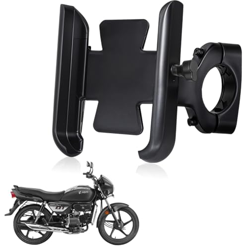 WHIPONE CNC Metal Bike Mobile Holder Compatible for Hero Splendor Plus, 360° Rotation Phone Mount Cradle for Bicycle & Motorcycle, Handlebar for All Smartphones, Anti-Slip, Full Grip (Black) - Image 1