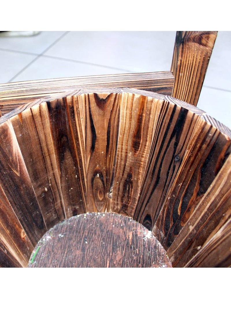 FFD Wooden Flower Pot Trolly Shaped Vase Container Flower Bucket Planter Garden Decorative Wood Flower Pot - Image 4