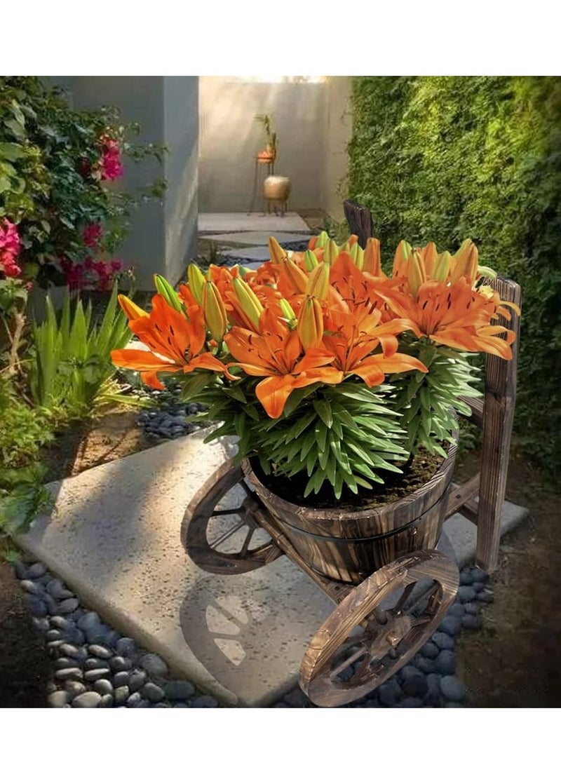 FFD Wooden Flower Pot Trolly Shaped Vase Container Flower Bucket Planter Garden Decorative Wood Flower Pot - Image 5