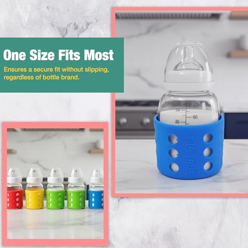 Safe-O-Kid BPA-Free Pure Silicone Bottle Cover – Soft, Non-Toxic, Protective Cover for Baby Bottles, Safe for Little Ones, Durable, Easy to Clean 60 ml, Blue - Pack of 1 - Image 4