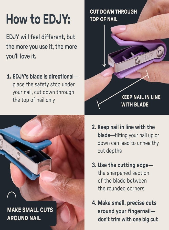 EDJY Fingernail Cutter - Precision Stainless Steel Nail Cutter for Fingernails | Sharp Blade, Ergonomic Design, Durable & Rust-Resistant | Ideal for Men and Women | EDJY Blue - Image 3