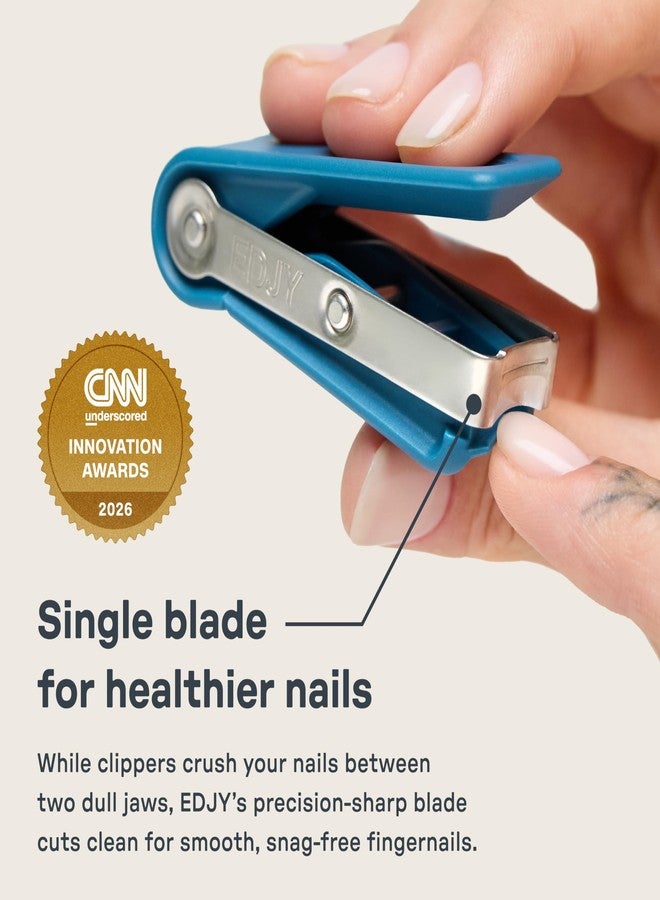 EDJY Fingernail Cutter - Precision Stainless Steel Nail Cutter for Fingernails | Sharp Blade, Ergonomic Design, Durable & Rust-Resistant | Ideal for Men and Women | EDJY Blue - Image 2