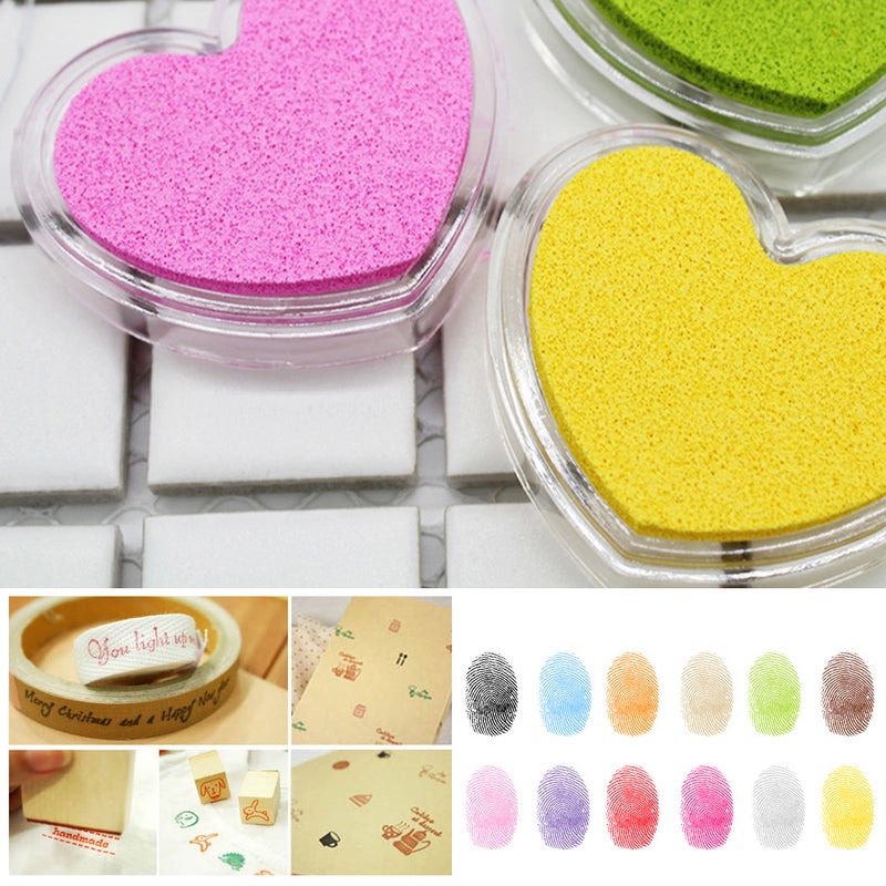 Craft Finger Ink Pad Stamps Candy Colors Heart-Shaped Design Fingerprint Inkpad for DIY Scrapbooking Rubber Stamp Card Making - Image 2