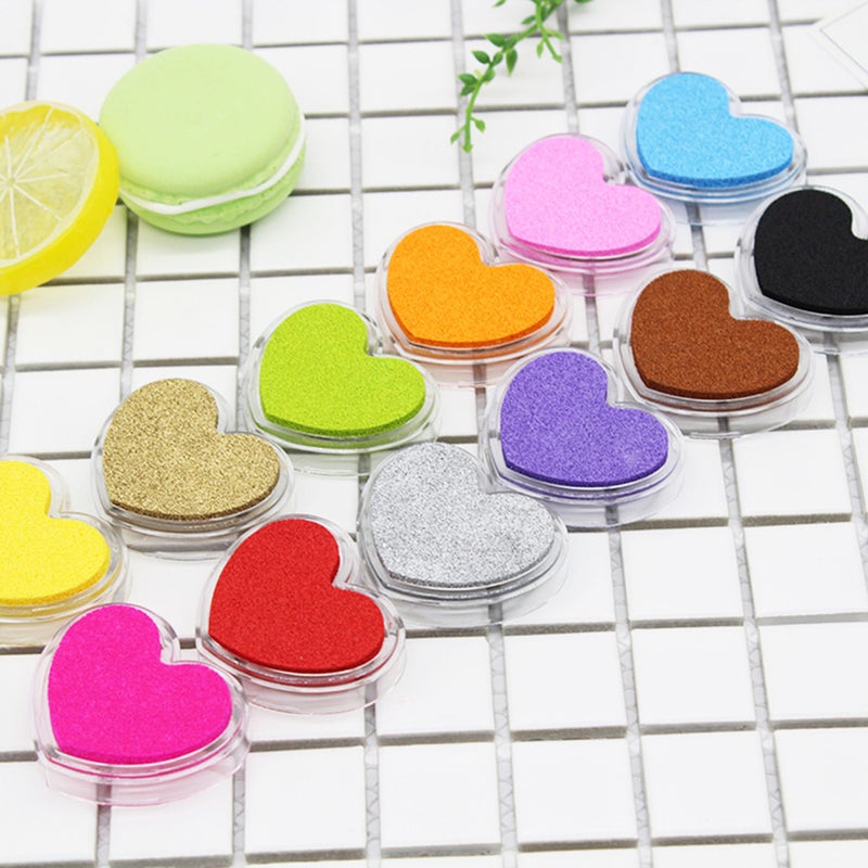 Craft Finger Ink Pad Stamps Candy Colors Heart-Shaped Design Fingerprint Inkpad for DIY Scrapbooking Rubber Stamp Card Making - Image 5
