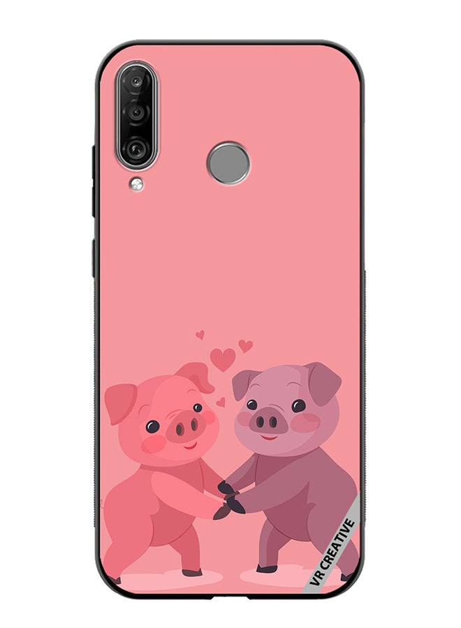 VR CREATIVE Protective Case Cover For Huawei P30 Lite Love Pig Design Multicolour - Image 1