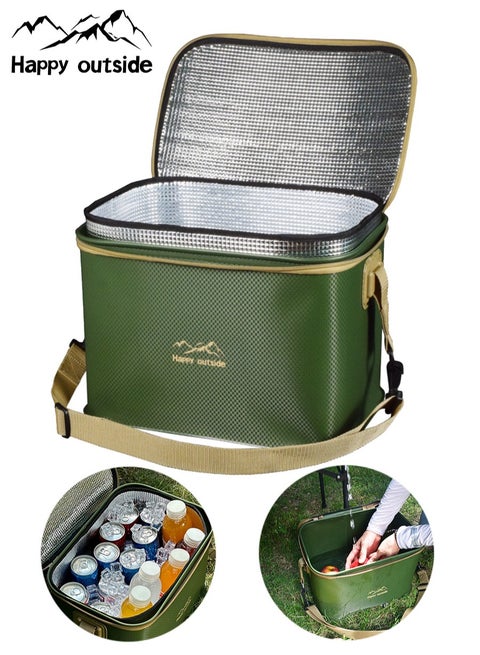 18-20L Thermal Cooler Tote, Family Cooler Bag - Insulated Backpack for Outdoor Activities & Sports, Office Lunch Box Bag, Car Picnic Storage, Thickened EVA Material with Waterproof & Secure Seal Design, Thermal Barrier Coating & Hygienic Surface, Easy to Clean Coating - Portable Foldable Storage for Camping, Hiking, Picnics Meal Prep, Family Outings, School Essentials, Office Lunch Prep, Family Storage Solutions, Multi-Purpose Organizer (Dark Green)