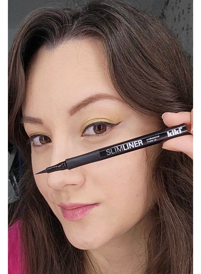 KIKI Slimliner Liquid Eyeliner Pen Black Smudge Proof All Day Vegan Formula Cruelty Free - Image 3
