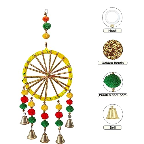 Party Propz Multicolor Decorative Wall Hangings with Bells - 6 Pcs Hanging Decorative Items, Latkan for Home Decorations, Mehendi Decoration Setup, Haldi Decoration Items for Home - Image 3