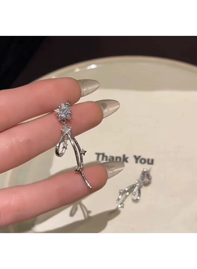 Goolsky Women's Sparkly Rhinestone Bow Earrings - Light Luxury High-End Tassel Long Dangle Studs Exquisite Elegant Fashion Ear Jewelry - Image 3