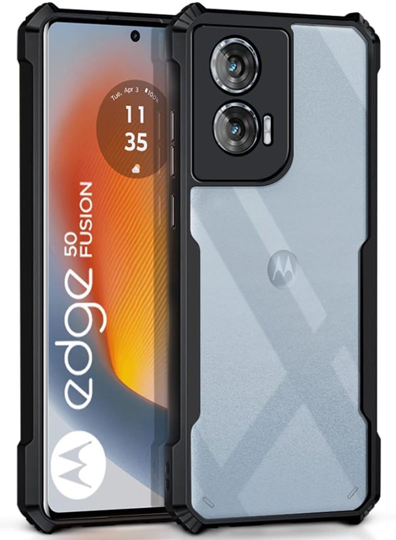 Case Up Case For Motorola Edge 50 Fusion Crystal Clear Tactical Back Cover Case With 360 Degree Protection, Shockproof Bumper Protective Phone Cover, Anti-Scratch Hard PC Back (Clear) - Image 1