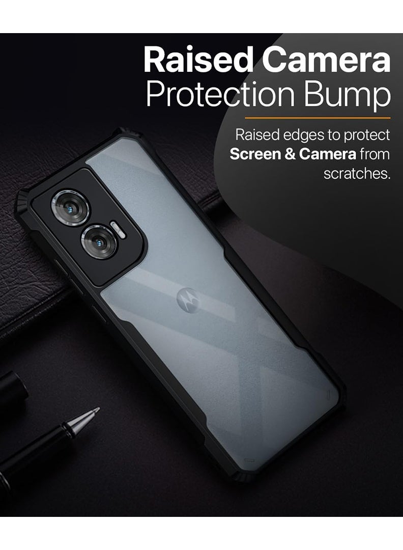 Case Up Case For Motorola Edge 50 Fusion Crystal Clear Tactical Back Cover Case With 360 Degree Protection, Shockproof Bumper Protective Phone Cover, Anti-Scratch Hard PC Back (Clear) - Image 4