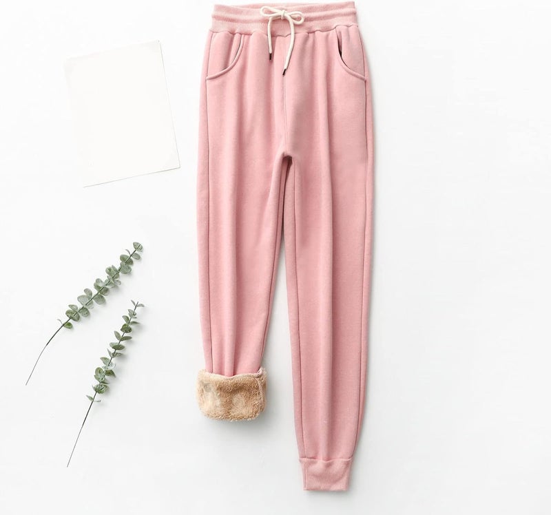 klarako Women's High Waisted Sweatpants Workout Active Joggers Pants Baggy Lounge Bottoms Winter Warm Plus Velvet Pants - Image 1