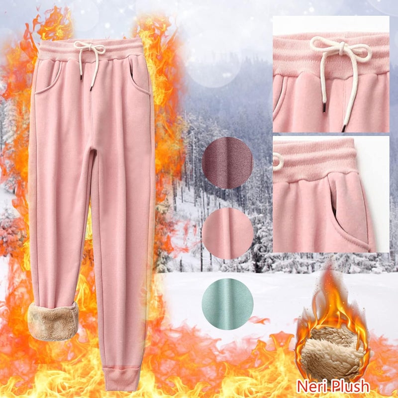 klarako Women's High Waisted Sweatpants Workout Active Joggers Pants Baggy Lounge Bottoms Winter Warm Plus Velvet Pants - Image 3