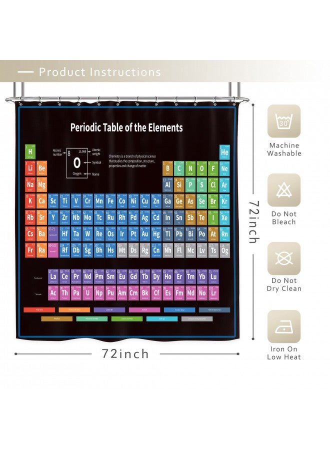 Riyidecor Periodic Table of Elements Shower Curtain Colorful Science Technology Kids Chemical School Student Waterproof Fabric Polyester Bathroom Decor Set 72x72 Inch 12 Pack Plastic Hooks - Image 5