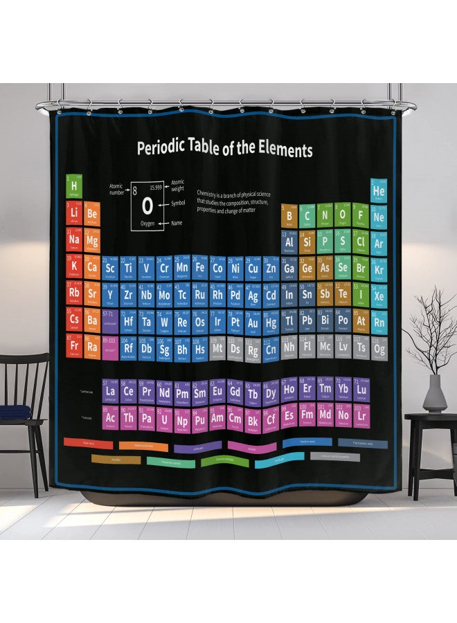 Riyidecor Periodic Table of Elements Shower Curtain Colorful Science Technology Kids Chemical School Student Waterproof Fabric Polyester Bathroom Decor Set 72x72 Inch 12 Pack Plastic Hooks - Image 1