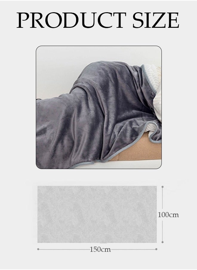 DUNISO - Flannel blanket, multifunctional double layer bedding blanket, with edge wrapping shawl blanket, cover blanket, buckle design, universal for all seasons, 100 * 150cm, gray - Image 1
