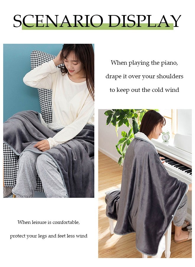 DUNISO - Flannel blanket, multifunctional double layer bedding blanket, with edge wrapping shawl blanket, cover blanket, buckle design, universal for all seasons, 100 * 150cm, gray - Image 1