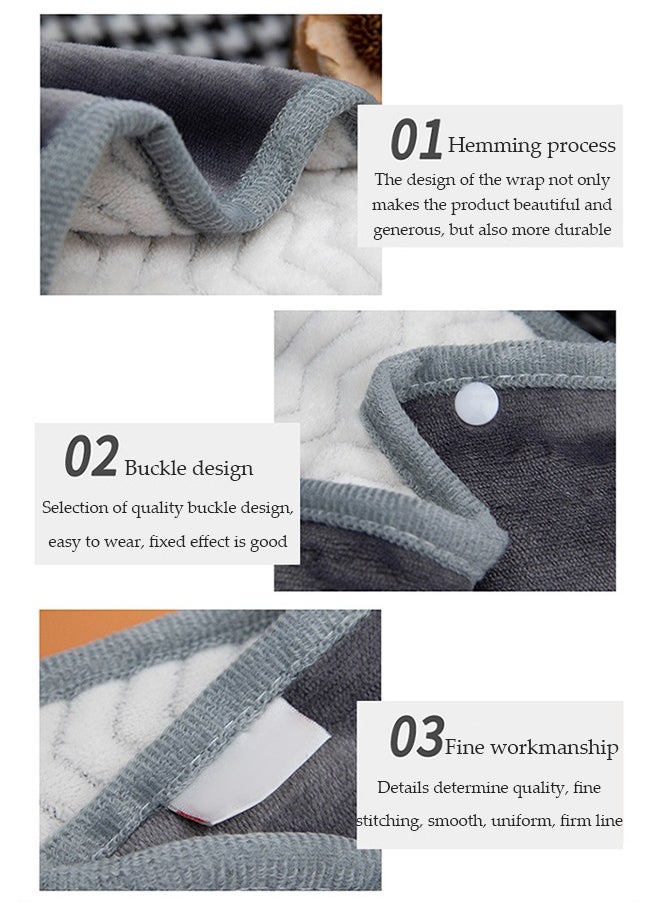 DUNISO - Flannel blanket, multifunctional double layer bedding blanket, with edge wrapping shawl blanket, cover blanket, buckle design, universal for all seasons, 100 * 150cm, gray - Image 1