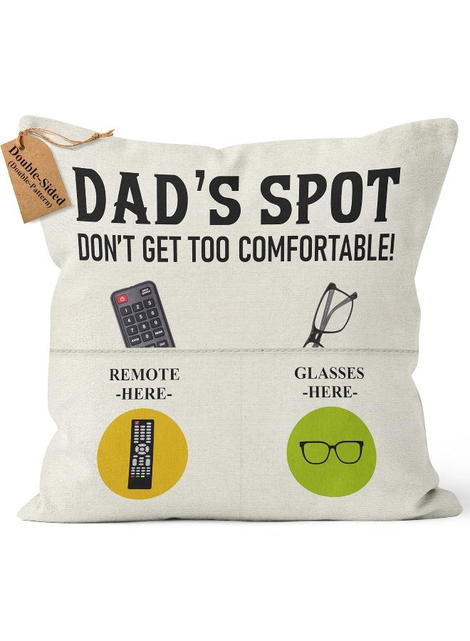 Kies Gift® Double-Sided Gifts for Dad Gifts from Daughter Daddy Gifts with Pockets Cushion Covers 18x18 Inches Dad Gifts from Son Dad Birthday Gifts Daddy Birthday Gifts Birthday Gift for Dad  - Image 1