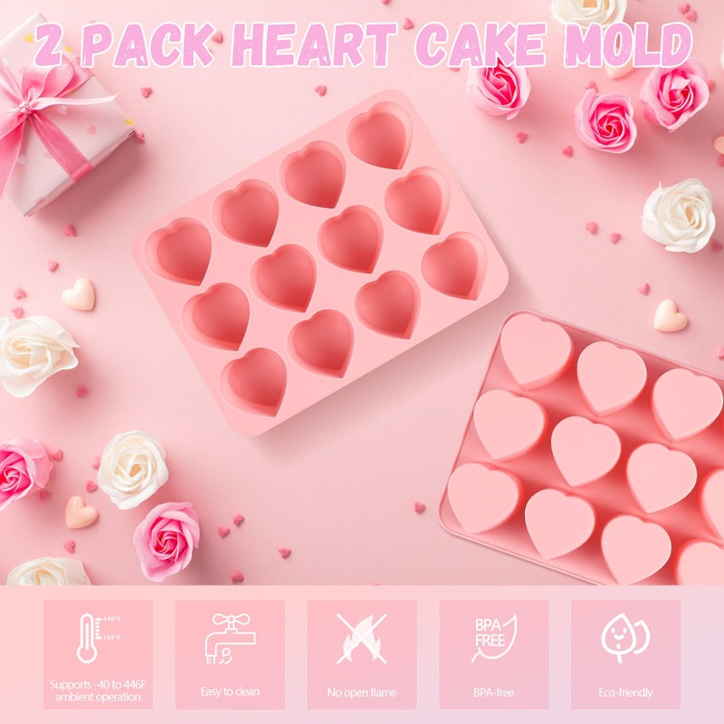Vidotim 2 Pack Heart Silicone Mold,12 Cavity Silicone Heart Muffin Pan,Non-Stick Heart Shaped Mold for Chocolate,Cake,Jelly,Pudding,Candy,Soap(2.26"(2Pcs)) - Image 3
