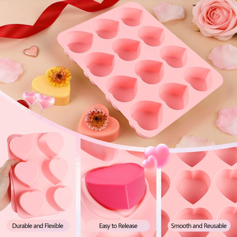 Vidotim 2 Pack Heart Silicone Mold,12 Cavity Silicone Heart Muffin Pan,Non-Stick Heart Shaped Mold for Chocolate,Cake,Jelly,Pudding,Candy,Soap(2.26"(2Pcs)) - Image 5