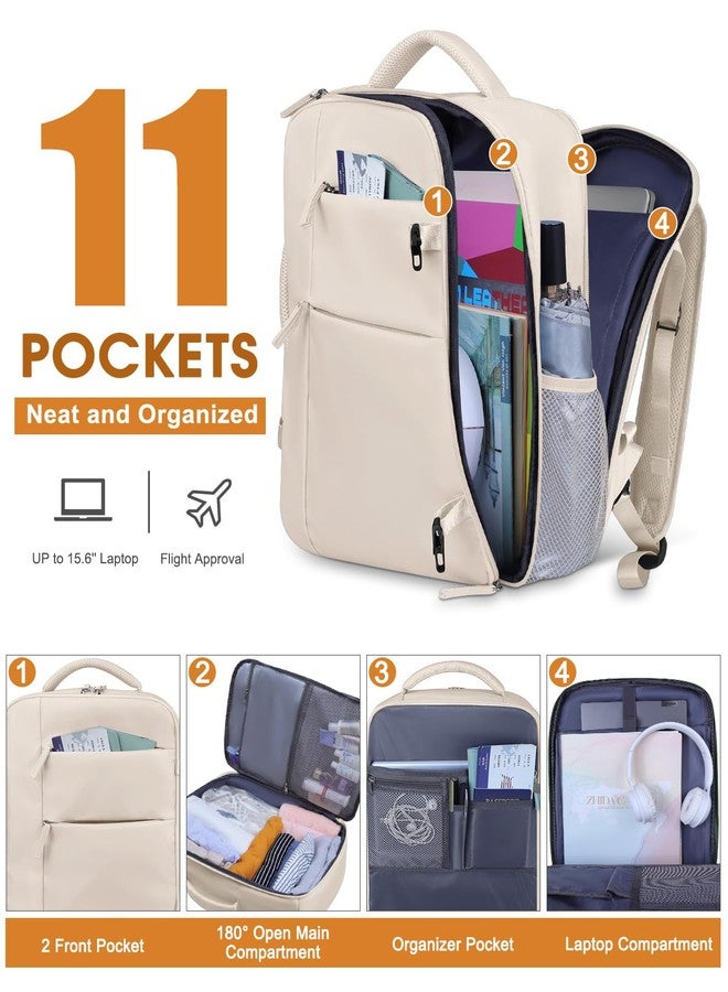Capolo Travel Backpack for Women Men Waterproof Laptop Backpack Airlines Approved Carry On Backpack Bag Computer Bookbag for Business, Work, Traveling Fits 17 Inch Laptop(Beige) - Image 3