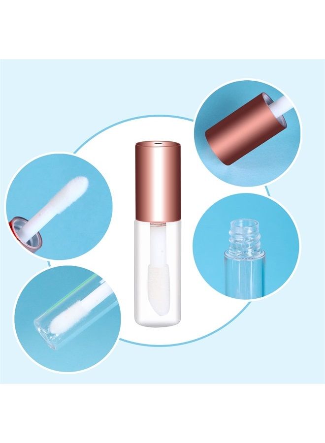 Mydio 50 Pack 1.2ML Clear Mini Lip Gloss Tube Empty Lip Balm Containers With Rose Gold Lid for Lipstick (Rose Gold) - Image 1