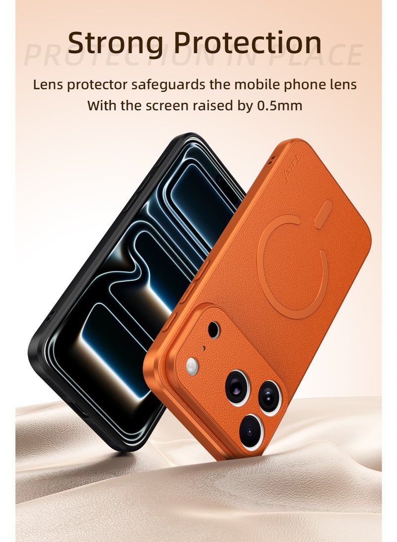 حافظة لهاتف iPhone 17 / 17 Pro Max، غطاء من الجلد الناعم الفاخر، مقاومة للبقع والصدمات، قبضة مريحة، مناسبة للرجال والنساء - Image 5
