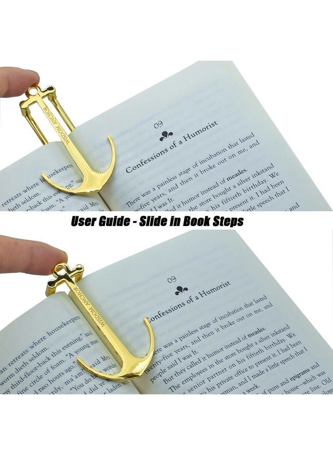 MACLARONX Anchor Page Holder Bookmark Clip Hands Free Reading Keep Book Open for Music Recipe Book Hardcovers Paperbacks Magazines, Gold - Image 4