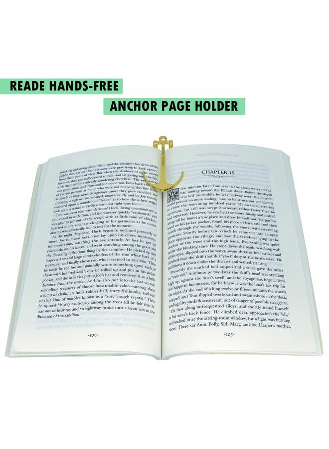 MACLARONX Anchor Page Holder Bookmark Clip Hands Free Reading Keep Book Open for Music Recipe Book Hardcovers Paperbacks Magazines, Gold - Image 2