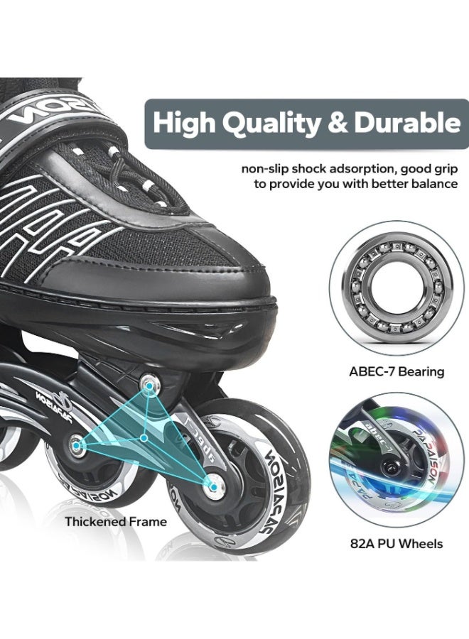 PAPAISON Adjustable Inline Skates Shoes for Kids Illuminating Inline Skates with Light Up Wheels for Beginner Girls and Boys - Image 3