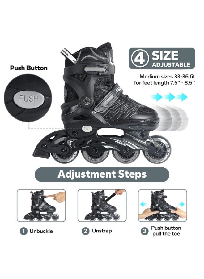 PAPAISON Adjustable Inline Skates Shoes for Kids Illuminating Inline Skates with Light Up Wheels for Beginner Girls and Boys - Image 2